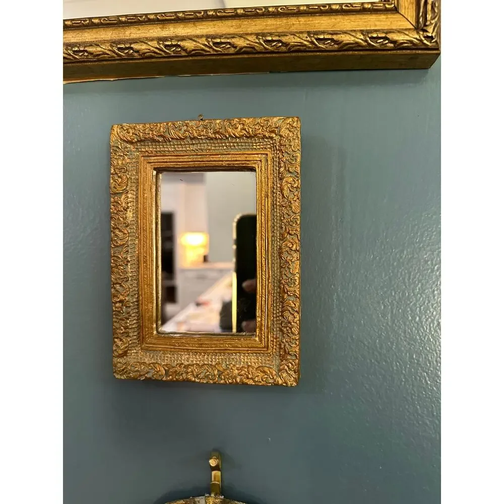 Vintage Ornate Gold Florentine Style Ornate Mini Square Mirror